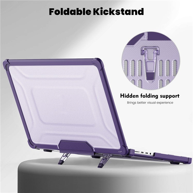 For MacBook Pro 14 inch (2024) (2021) / (2023) (A2442 M1 Pro  /  M1 Max / A2779) Heat Dissipation Hard PC+TPU Laptop Case with Kickstand - Purple
