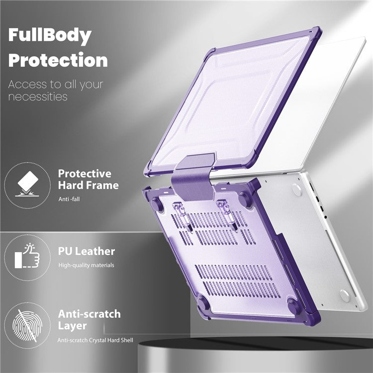 For MacBook Pro 14 inch (2024) (2021) / (2023) (A2442 M1 Pro  /  M1 Max / A2779) Heat Dissipation Hard PC+TPU Laptop Case with Kickstand - Purple
