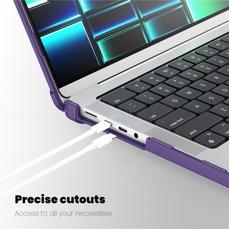 For MacBook Pro 14 inch (2024) (2021) / (2023) (A2442 M1 Pro  /  M1 Max / A2779) Heat Dissipation Hard PC+TPU Laptop Case with Kickstand - Purple