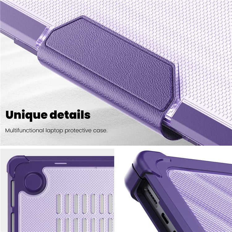 For MacBook Pro 14 inch (2024) (2021) / (2023) (A2442 M1 Pro  /  M1 Max / A2779) Heat Dissipation Hard PC+TPU Laptop Case with Kickstand - Purple