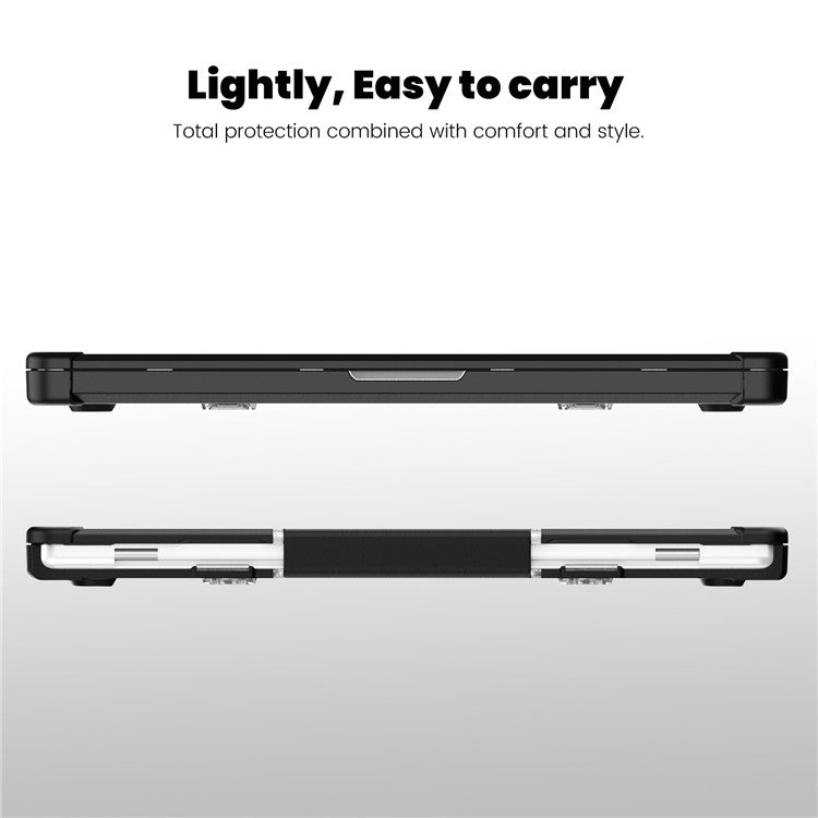 For MacBook Pro 16 inch (2024) (2023) (2021) (A2485 M1 Pro / M1 Max / A2780) Anti-Slip Laptop Case Heat Dissipation PC+TPU Kickstand Cover - Black