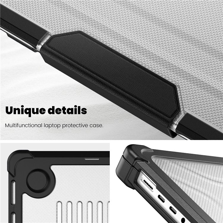 For MacBook Pro 16 inch (2024) (2023) (2021) (A2485 M1 Pro / M1 Max / A2780) Anti-Slip Laptop Case Heat Dissipation PC+TPU Kickstand Cover - Black