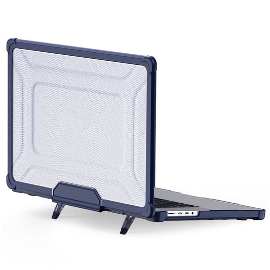 For MacBook Pro 16 inch (2024) (2023) (2021)(A2485 M1 Pro / M1 Max / A2780) Anti-Slip Laptop Case Heat Dissipation PC+TPU Kickstand Cover - Navy Blue
