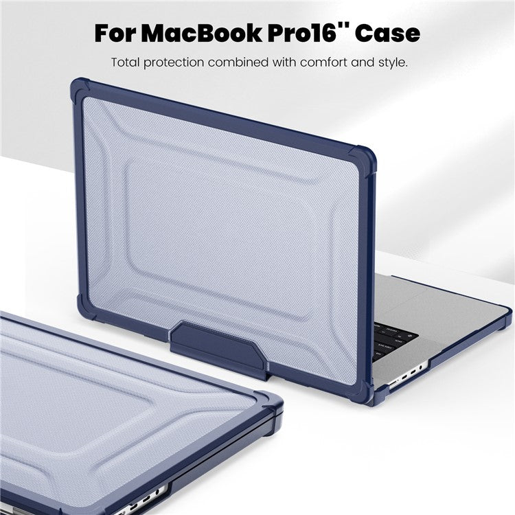 For MacBook Pro 16 inch (2024) (2023) (2021)(A2485 M1 Pro / M1 Max / A2780) Anti-Slip Laptop Case Heat Dissipation PC+TPU Kickstand Cover - Navy Blue