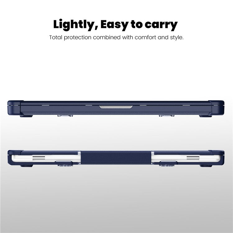 For MacBook Pro 16 inch (2024) (2023) (2021)(A2485 M1 Pro / M1 Max / A2780) Anti-Slip Laptop Case Heat Dissipation PC+TPU Kickstand Cover - Navy Blue