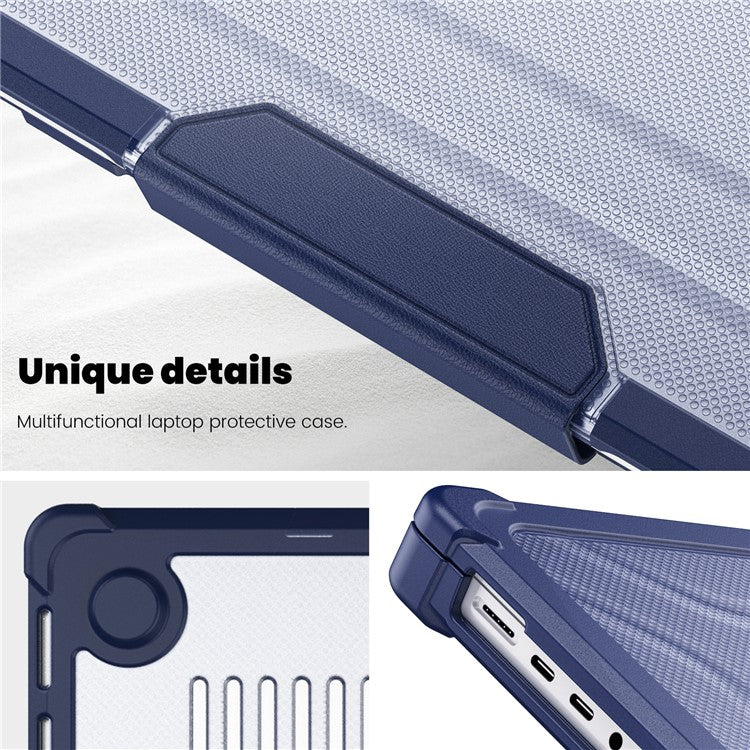 For MacBook Pro 16 inch (2024) (2023) (2021)(A2485 M1 Pro / M1 Max / A2780) Anti-Slip Laptop Case Heat Dissipation PC+TPU Kickstand Cover - Navy Blue