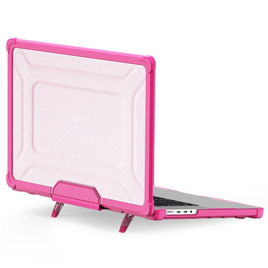 For MacBook Pro 16 inch (2024) (2023) (2021) (A2485 M1 Pro / M1 Max / A2780) Anti-Slip Laptop Case Heat Dissipation PC+TPU Kickstand Cover - Rose
