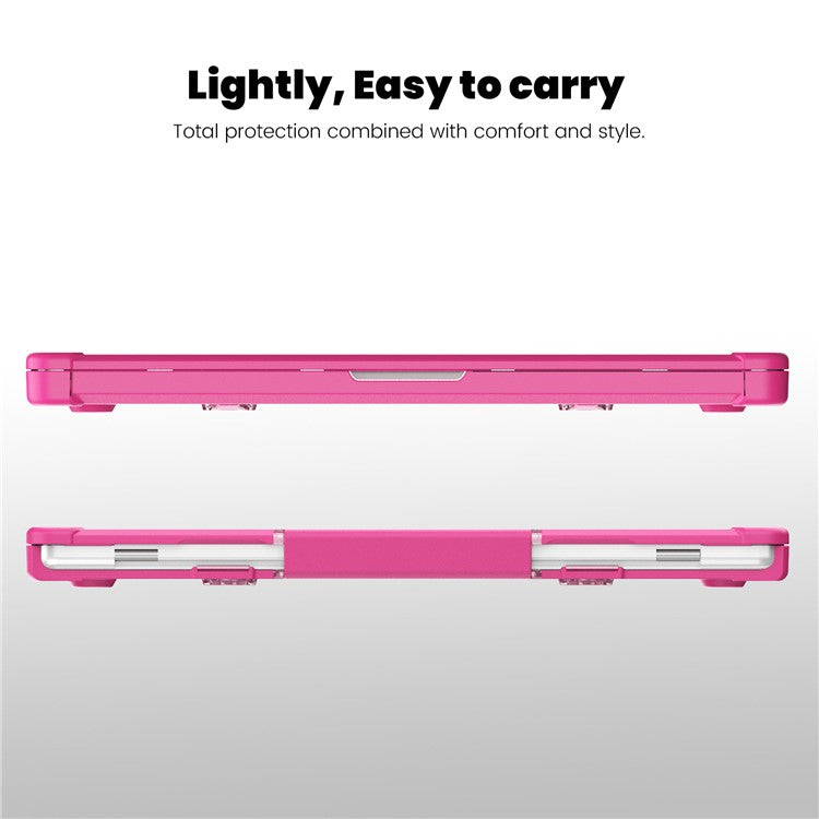 For MacBook Pro 16 inch (2024) (2023) (2021) (A2485 M1 Pro / M1 Max / A2780) Anti-Slip Laptop Case Heat Dissipation PC+TPU Kickstand Cover - Rose