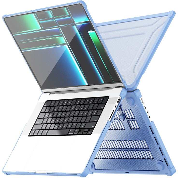 For MacBook Pro 16 inch (2024) (2023) (2021) (A2485 M1 Pro / M1 Max / A2780) Anti-Slip Laptop Case Heat Dissipation PC+TPU Kickstand Cover - Baby Blue