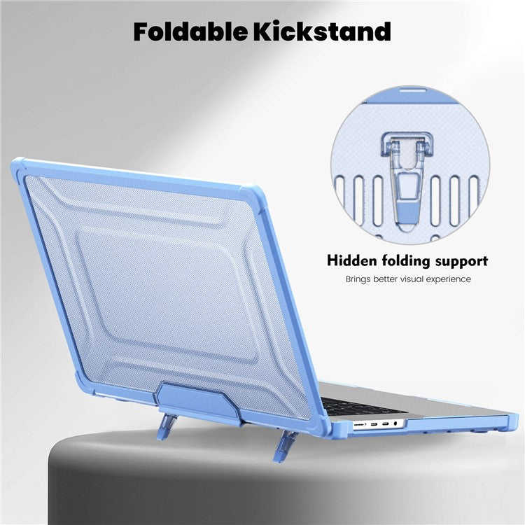 For MacBook Pro 16 inch (2024) (2023) (2021) (A2485 M1 Pro / M1 Max / A2780) Anti-Slip Laptop Case Heat Dissipation PC+TPU Kickstand Cover - Baby Blue