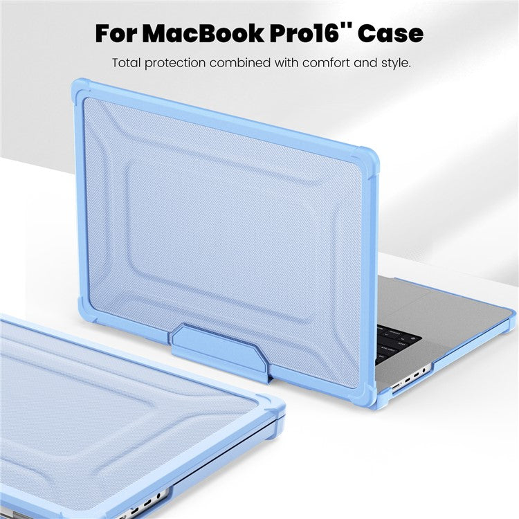For MacBook Pro 16 inch (2024) (2023) (2021) (A2485 M1 Pro / M1 Max / A2780) Anti-Slip Laptop Case Heat Dissipation PC+TPU Kickstand Cover - Baby Blue