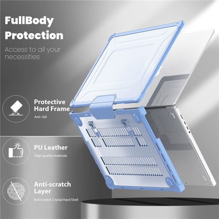 For MacBook Pro 16 inch (2024) (2023) (2021) (A2485 M1 Pro / M1 Max / A2780) Anti-Slip Laptop Case Heat Dissipation PC+TPU Kickstand Cover - Baby Blue