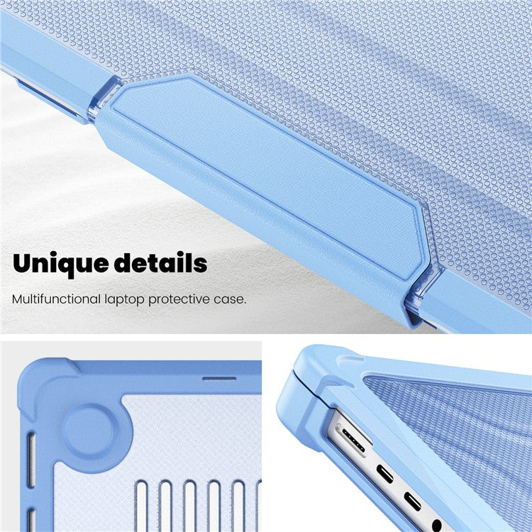 For MacBook Pro 16 inch (2024) (2023) (2021) (A2485 M1 Pro / M1 Max / A2780) Anti-Slip Laptop Case Heat Dissipation PC+TPU Kickstand Cover - Baby Blue