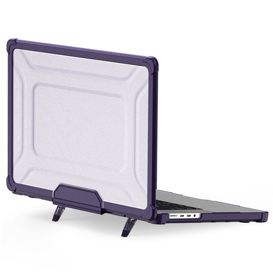 For MacBook Pro 16 inch (2024) (2023) (2021)  (A2485 M1 Pro / M1 Max / A2780) Anti-Slip Laptop Case Heat Dissipation PC+TPU Kickstand Cover - Purple
