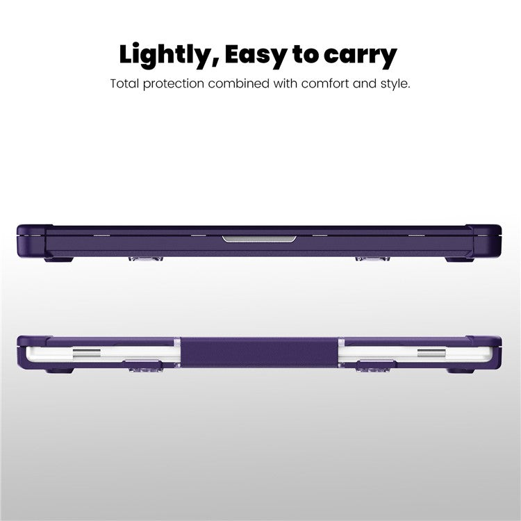 For MacBook Pro 16 inch (2024) (2023) (2021)  (A2485 M1 Pro / M1 Max / A2780) Anti-Slip Laptop Case Heat Dissipation PC+TPU Kickstand Cover - Purple