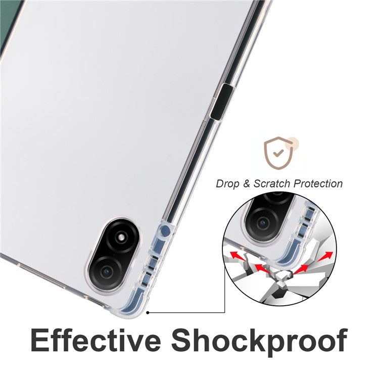 For Honor Pad V8 Pro Trifold Stand Tablet Case PU Leather Transparent TPU Back Smart Cover with Pencil Holder - Midnight Green
