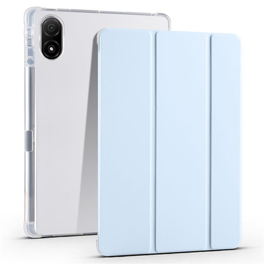 For Honor Pad V8 Pro Trifold Stand Tablet Case PU Leather Transparent TPU Back Smart Cover with Pencil Holder - Baby Blue