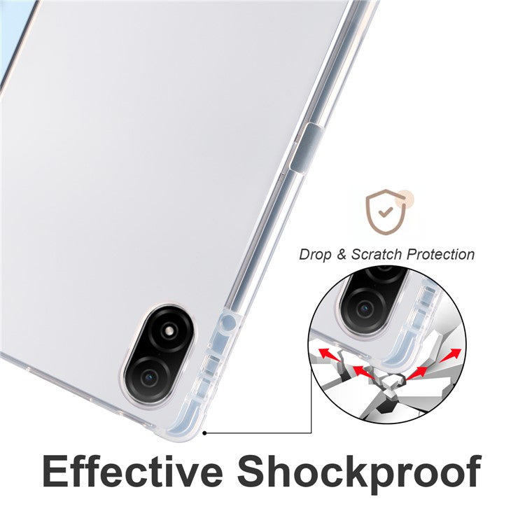 For Honor Pad V8 Pro Trifold Stand Tablet Case PU Leather Transparent TPU Back Smart Cover with Pencil Holder - Baby Blue