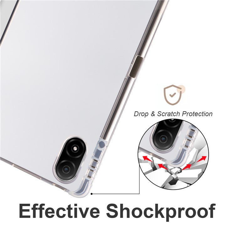 For Honor Pad V8 Pro Trifold Stand Tablet Case PU Leather Transparent TPU Back Smart Cover with Pencil Holder - Grey
