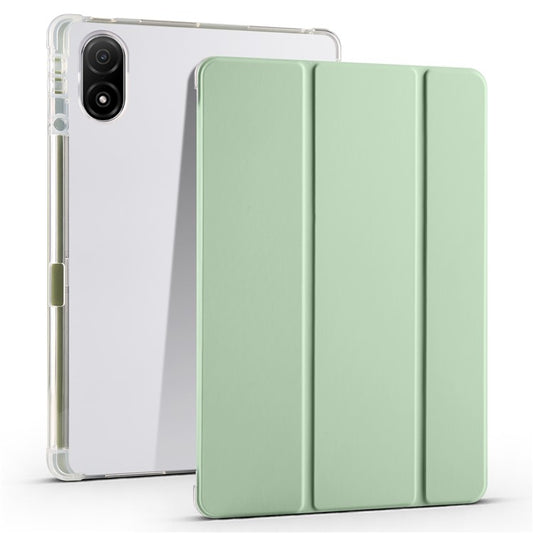 For Honor Pad V8 Pro Trifold Stand Tablet Case PU Leather Transparent TPU Back Smart Cover with Pencil Holder - Matcha Green