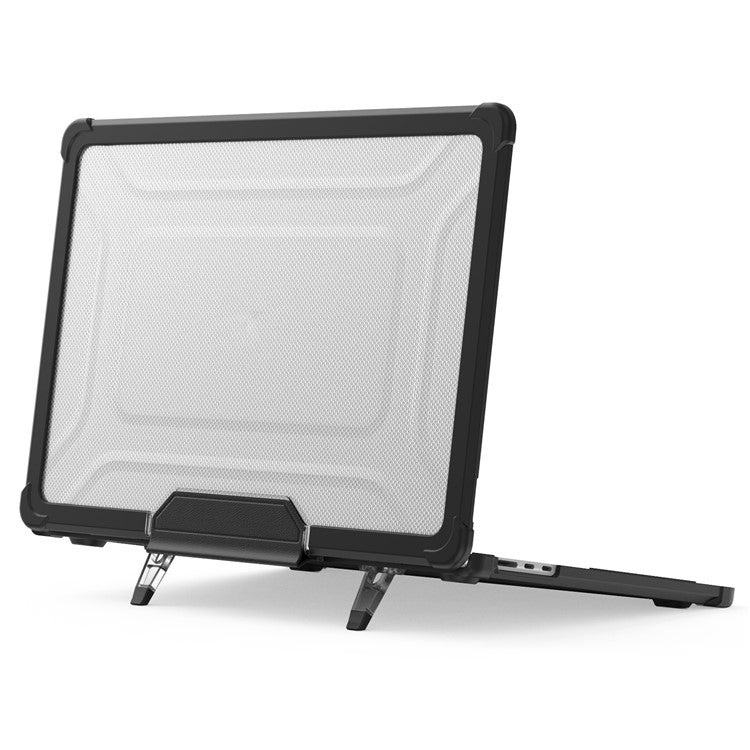 For Macbook Air 15 inch (2025) / (2024) A3114 M3 / (2023) M2 A2941 PC+TPU Laptop Case Heat Dissipation Kickstand Non-Slip Notebook Cover - Black
