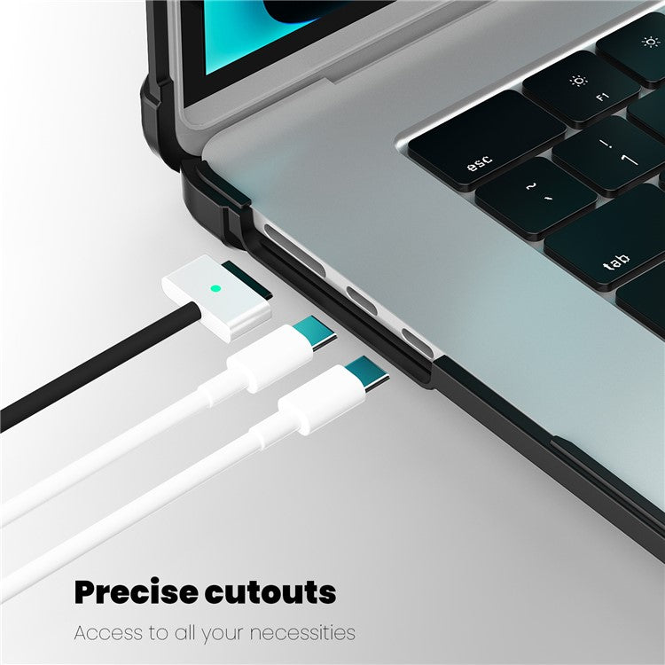 For Macbook Air 15 inch (2025) / (2024) A3114 M3 / (2023) M2 A2941 PC+TPU Laptop Case Heat Dissipation Kickstand Non-Slip Notebook Cover - Black