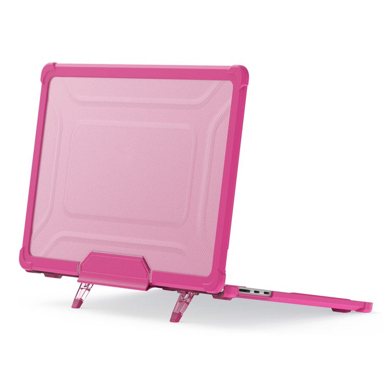 For Macbook Air 15 inch (2025) / (2024) A3114 M3 / (2023) M2 A2941 PC+TPU Laptop Case Heat Dissipation Kickstand Non-Slip Notebook Cover - Rose