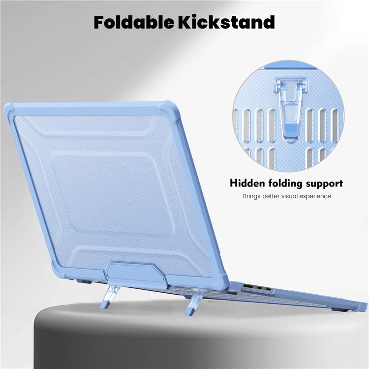 For Macbook Air 15 inch (2025) / (2024) A3114 M3 / (2023) M2 A2941 PC+TPU Laptop Case Heat Dissipation Kickstand Non-Slip Notebook Cover - Baby Blue