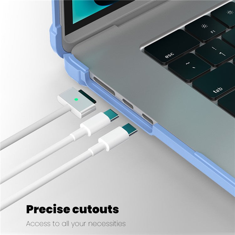 For Macbook Air 15 inch (2025) / (2024) A3114 M3 / (2023) M2 A2941 PC+TPU Laptop Case Heat Dissipation Kickstand Non-Slip Notebook Cover - Baby Blue