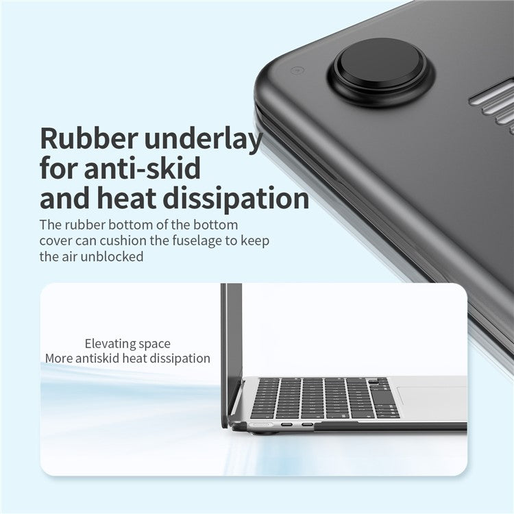 LENTION Matte Hard PC Case for Macbook Air 15 inch (2025) / (2024) A3114 M3 / (2023) M2 A2941 Lightweight Shockproof Laptop Cover - Transparent Black