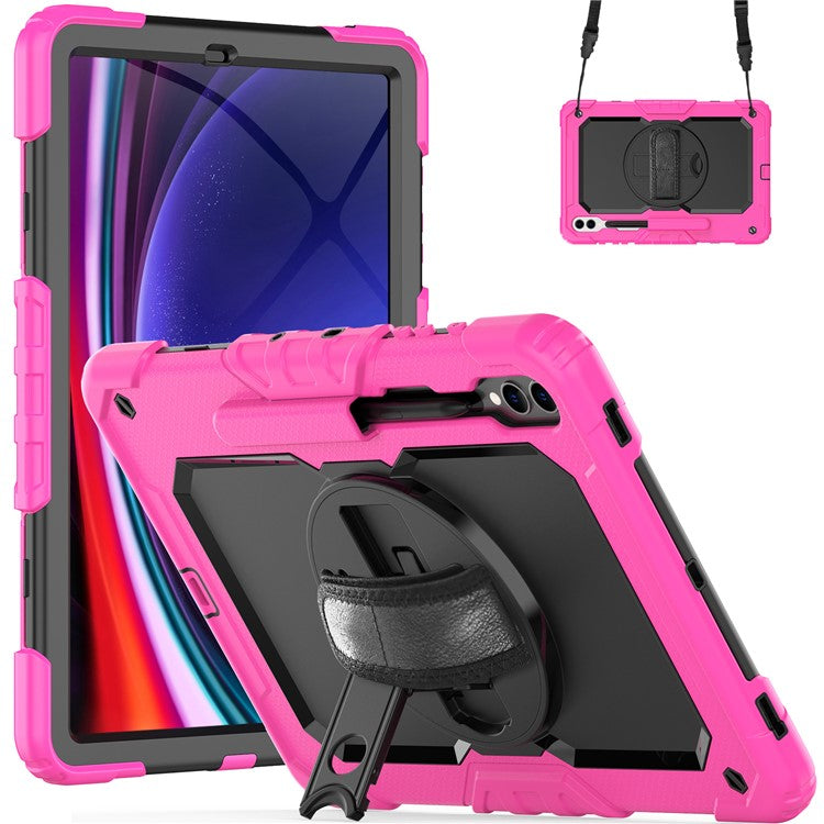 For Samsung Galaxy Tab S10+ / S9+ (SM-X810 / X816B / X818U) PC+Silicone Tablet Case Kickstand Protective Cover with PET Screen Film - Rose