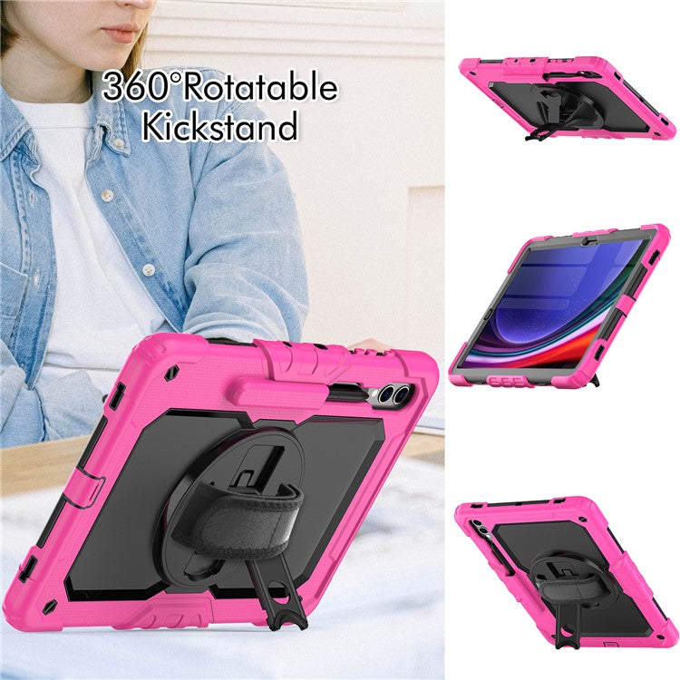For Samsung Galaxy Tab S10+ / S9+ (SM-X810 / X816B / X818U) PC+Silicone Tablet Case Kickstand Protective Cover with PET Screen Film - Rose