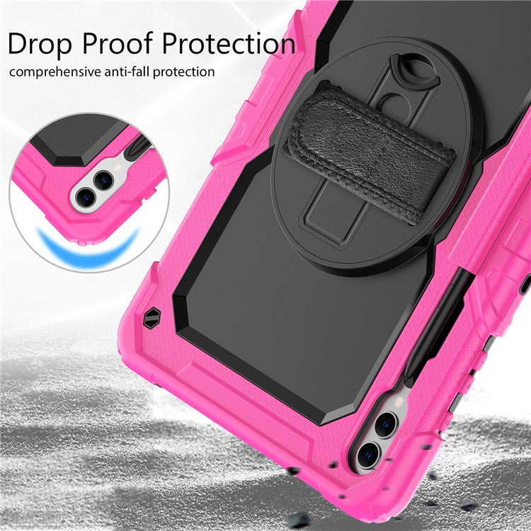 For Samsung Galaxy Tab S10+ / S9+ (SM-X810 / X816B / X818U) PC+Silicone Tablet Case Kickstand Protective Cover with PET Screen Film - Rose