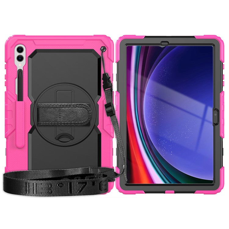 For Samsung Galaxy Tab S10+ / S9+ (SM-X810 / X816B / X818U) PC+Silicone Tablet Case Kickstand Protective Cover with PET Screen Film - Rose