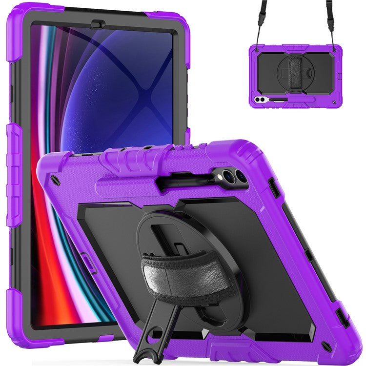 For Samsung Galaxy Tab S10+ / S9+ (SM-X810 / X816B / X818U) PC+Silicone Tablet Case Kickstand Protective Cover with PET Screen Film - Purple