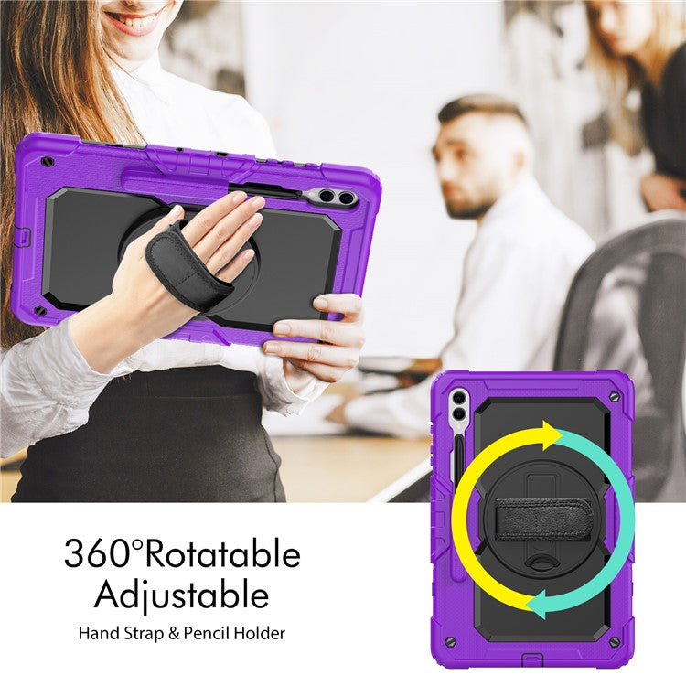 For Samsung Galaxy Tab S10+ / S9+ (SM-X810 / X816B / X818U) PC+Silicone Tablet Case Kickstand Protective Cover with PET Screen Film - Purple