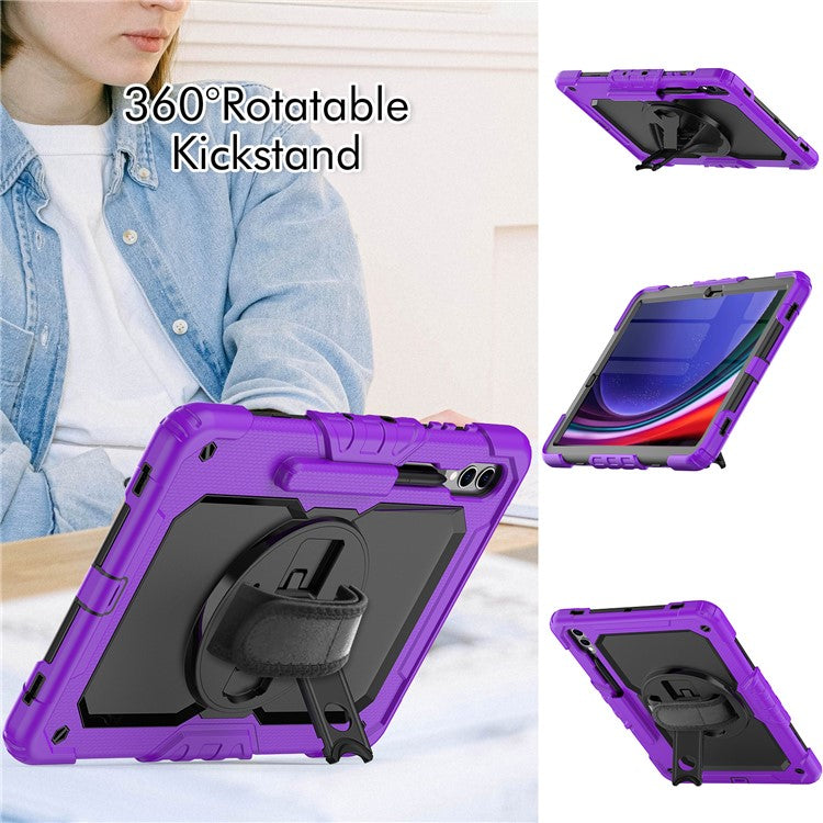 For Samsung Galaxy Tab S10+ / S9+ (SM-X810 / X816B / X818U) PC+Silicone Tablet Case Kickstand Protective Cover with PET Screen Film - Purple
