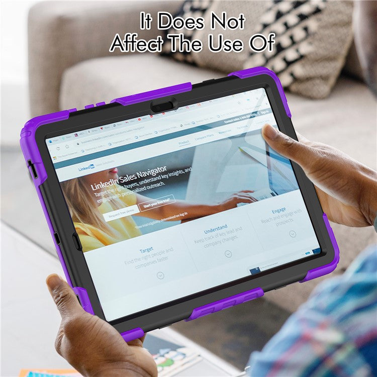 For Samsung Galaxy Tab S10+ / S9+ (SM-X810 / X816B / X818U) PC+Silicone Tablet Case Kickstand Protective Cover with PET Screen Film - Purple