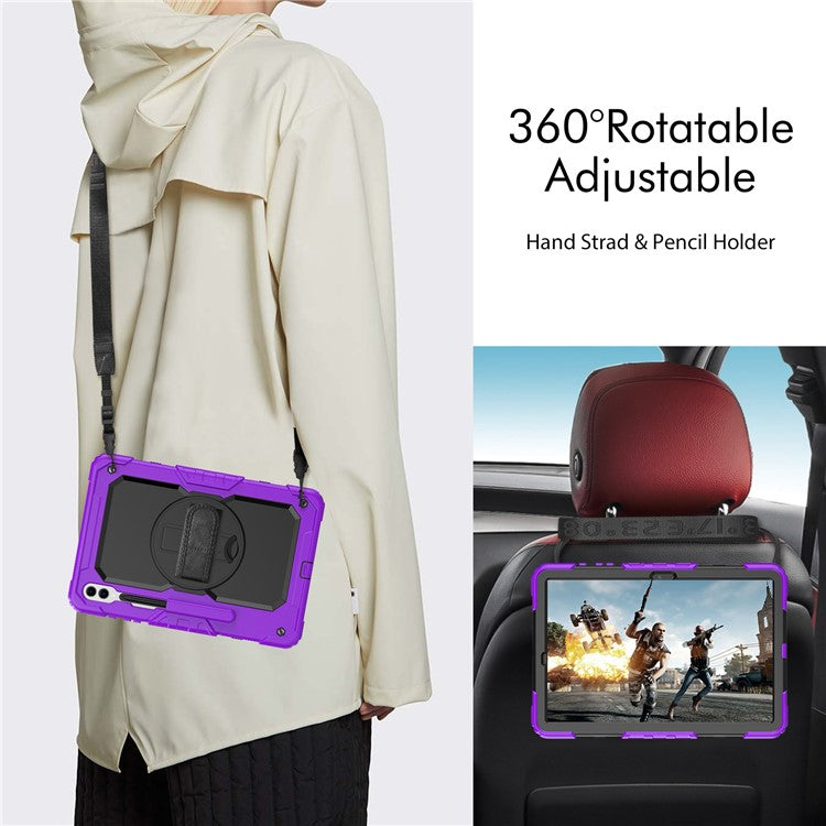 For Samsung Galaxy Tab S10+ / S9+ (SM-X810 / X816B / X818U) PC+Silicone Tablet Case Kickstand Protective Cover with PET Screen Film - Purple