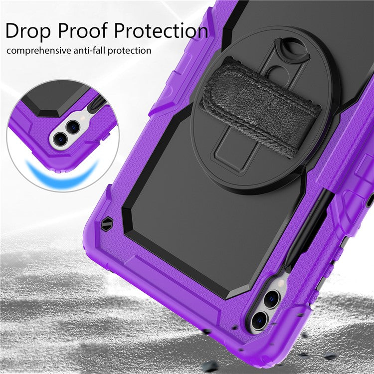 For Samsung Galaxy Tab S10+ / S9+ (SM-X810 / X816B / X818U) PC+Silicone Tablet Case Kickstand Protective Cover with PET Screen Film - Purple