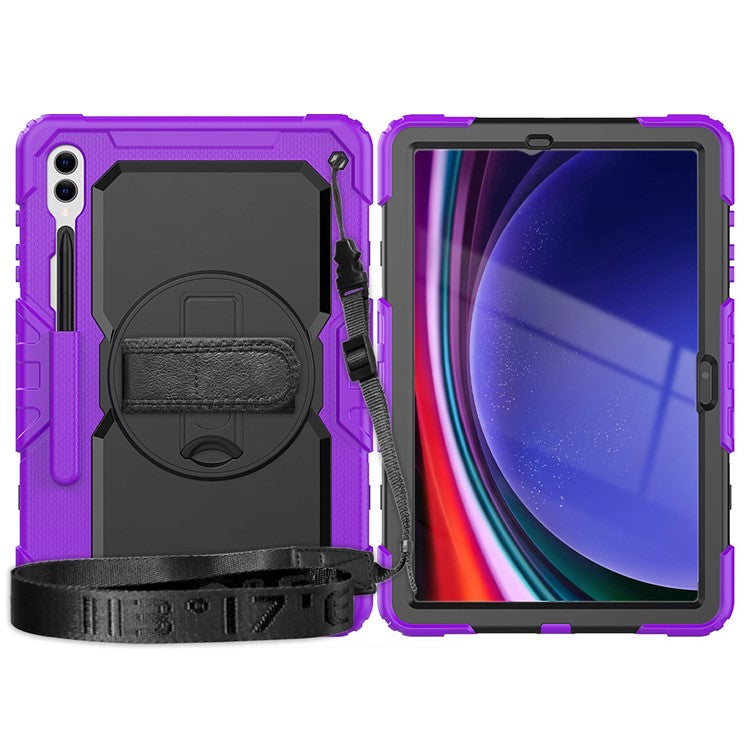 For Samsung Galaxy Tab S10+ / S9+ (SM-X810 / X816B / X818U) PC+Silicone Tablet Case Kickstand Protective Cover with PET Screen Film - Purple