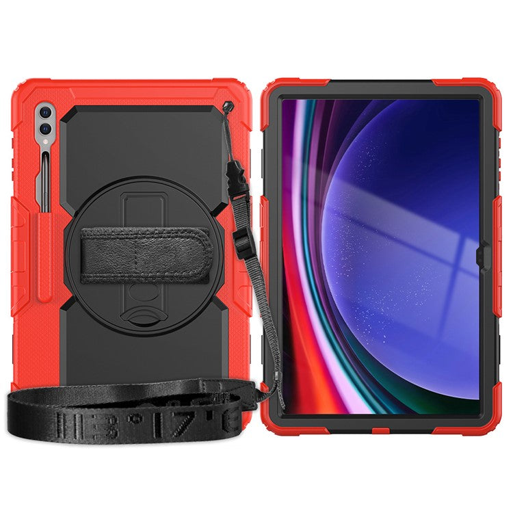 For Samsung Galaxy Tab S10 Ultra / S9 Ultra (SM-X910 / X916B / X918U) Shockproof Case PC+Silicone Tablet Kickstand Cover with PET Screen Film - Red