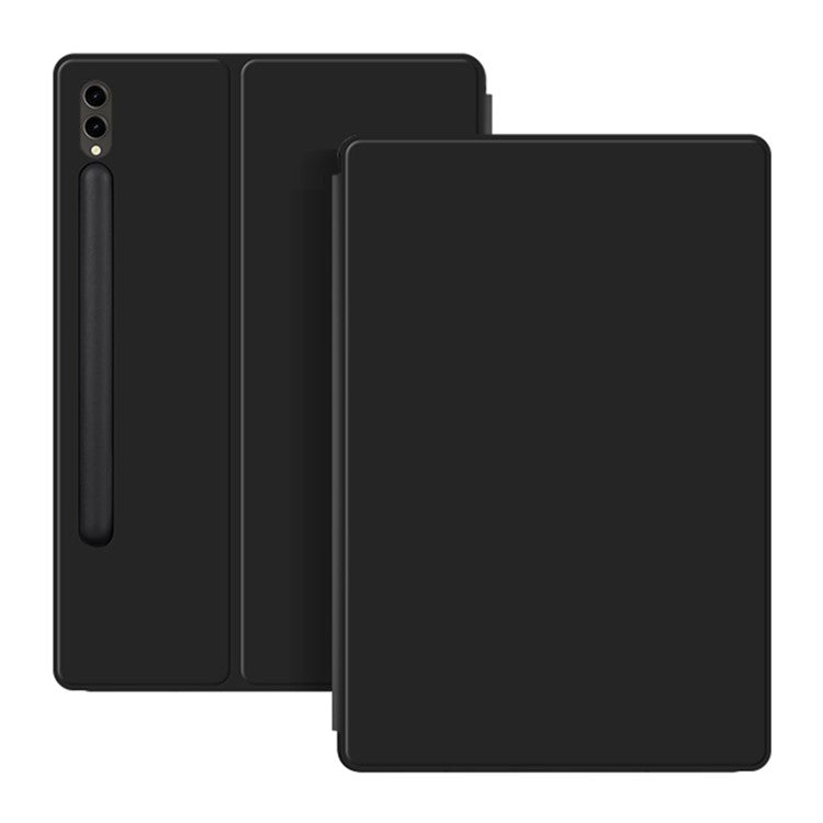 For Samsung Galaxy Tab S9 Ultra PU Leather Magnetic Tablet Case Foldable Stand Tablet Cover - Black