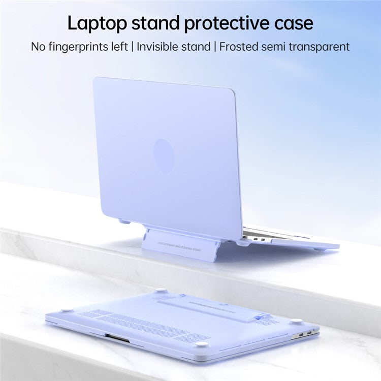 Matte Hard PC Case for Macbook Air 15 inch (2025) / (2024) A3114 M3 / (2023) M2 A2941 Lightweight Shockproof Laptop Cover with Kickstand - Black