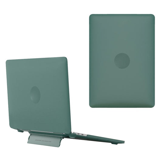 Matte Hard PC Case for Macbook Air 15 inch (2025) / (2024) A3114 M3 / (2023) M2 A2941 Lightweight Shockproof Laptop Cover with Kickstand - Midnight Green