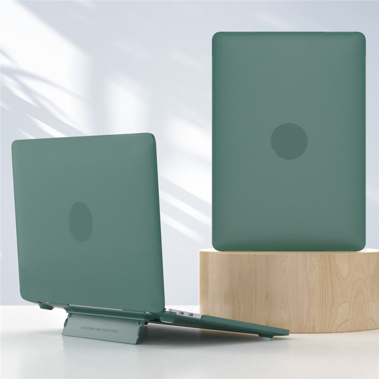 Matte Hard PC Case for Macbook Air 15 inch (2025) / (2024) A3114 M3 / (2023) M2 A2941 Lightweight Shockproof Laptop Cover with Kickstand - Midnight Green