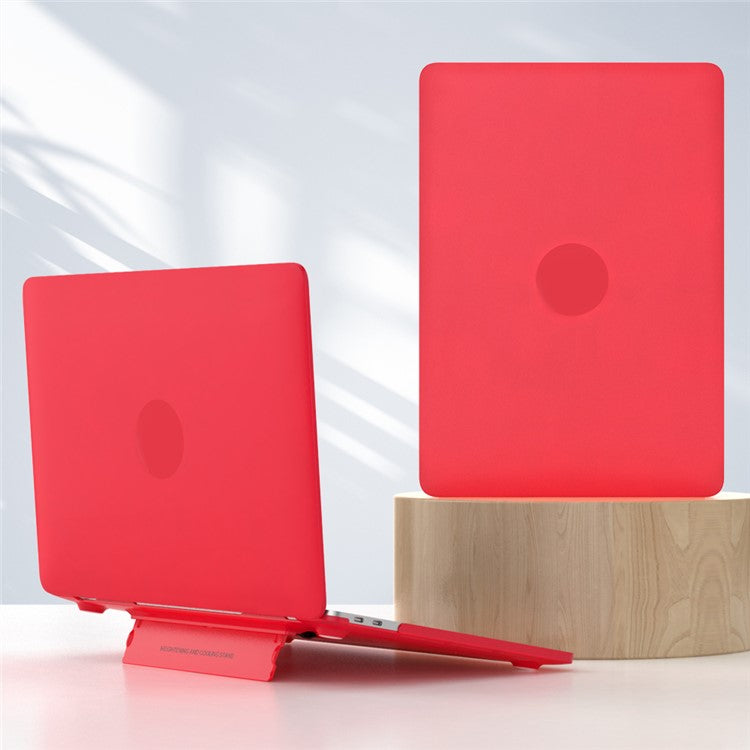 Matte Hard PC Case for Macbook Air 15 inch (2025) / (2024) A3114 M3 / (2023) M2 A2941 Lightweight Shockproof Laptop Cover with Kickstand - Red