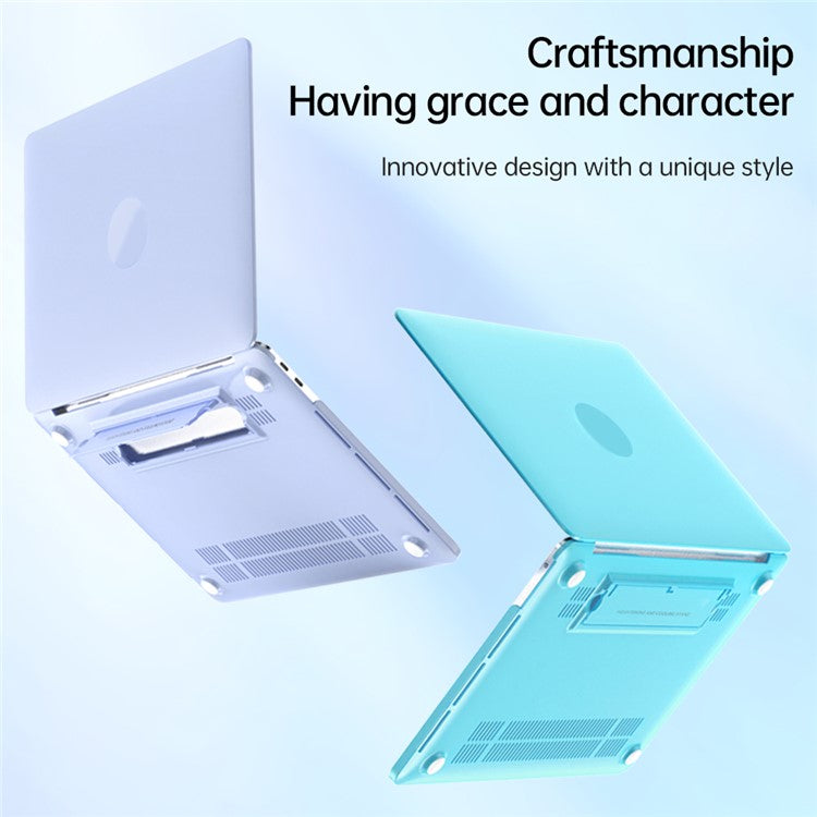 Matte Hard PC Case for Macbook Air 15 inch (2025) / (2024) A3114 M3 / (2023) M2 A2941 Lightweight Shockproof Laptop Cover with Kickstand - Blue
