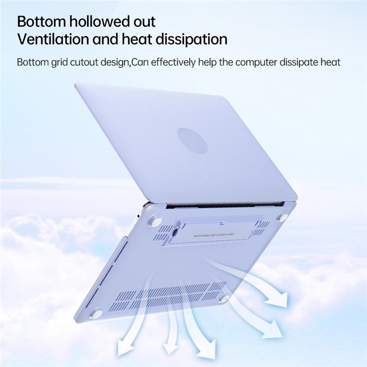Matte Hard PC Case for Macbook Air 15 inch (2025) / (2024) A3114 M3 / (2023) M2 A2941 Lightweight Shockproof Laptop Cover with Kickstand - Blue
