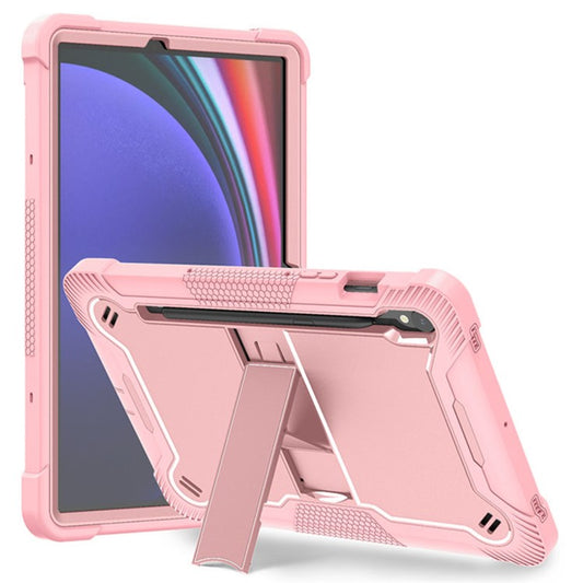 Kickstand Case for Samsung Galaxy Tab S9 , Fall Protection Silicone + PC Tablet Cover - Rose Gold